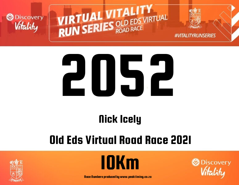 Digital Bib for Old Eds Virtual Road Race 2021